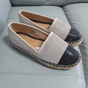 INC Corvina5 Capped Toe Woven Espadrille Slip On Rhinestone‎ Shoes Size 6